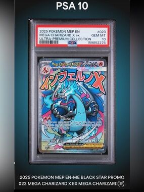 Pokemon Mega Charizard X EX Holo Card - Blue, Purple